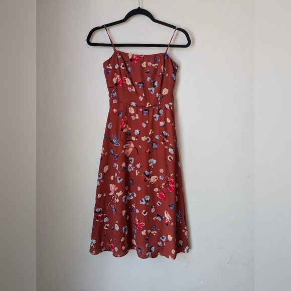 Hutch Anthropologie Rust Brown Declan Floral Midi Tank Sun Dress Sz 0 - Picture 2 of 8